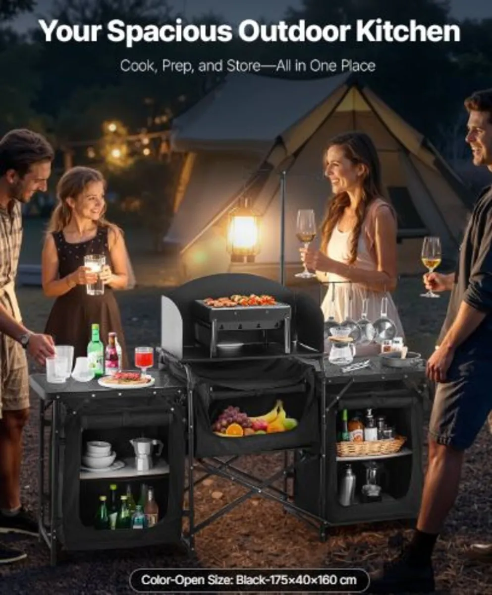 Camping Kitchen Table, Outdoor Camp Cooking Table, - Image 2