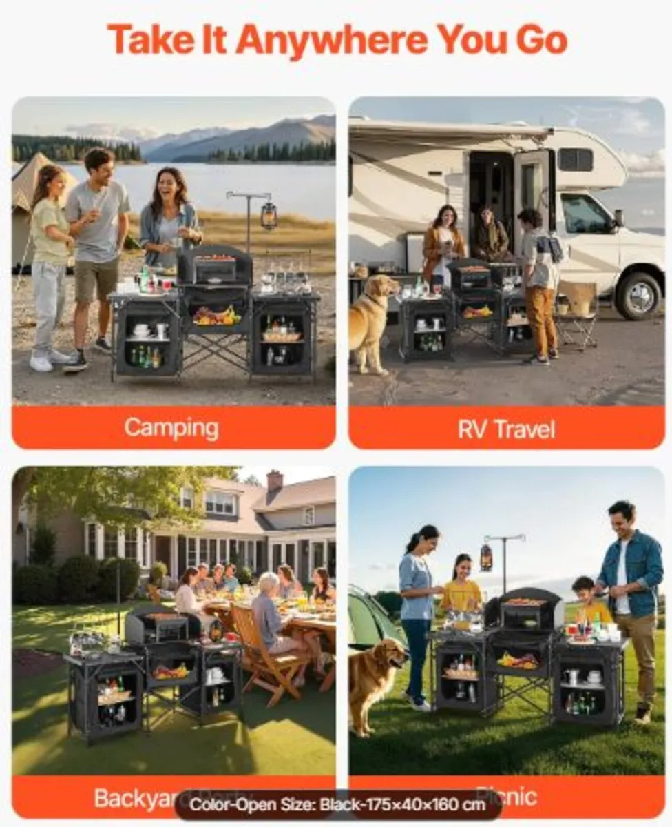 Camping Kitchen Table, Outdoor Camp Cooking Table, - Image 3