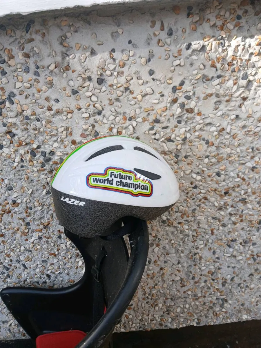 2 x Child's bike seat with helmet - Image 4