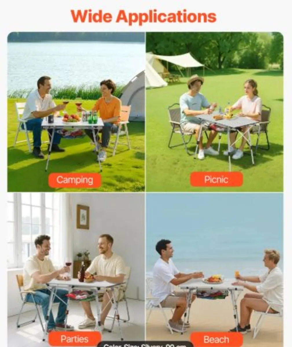 Folding Camping Table, Portable Roll Up Side Table - Image 3