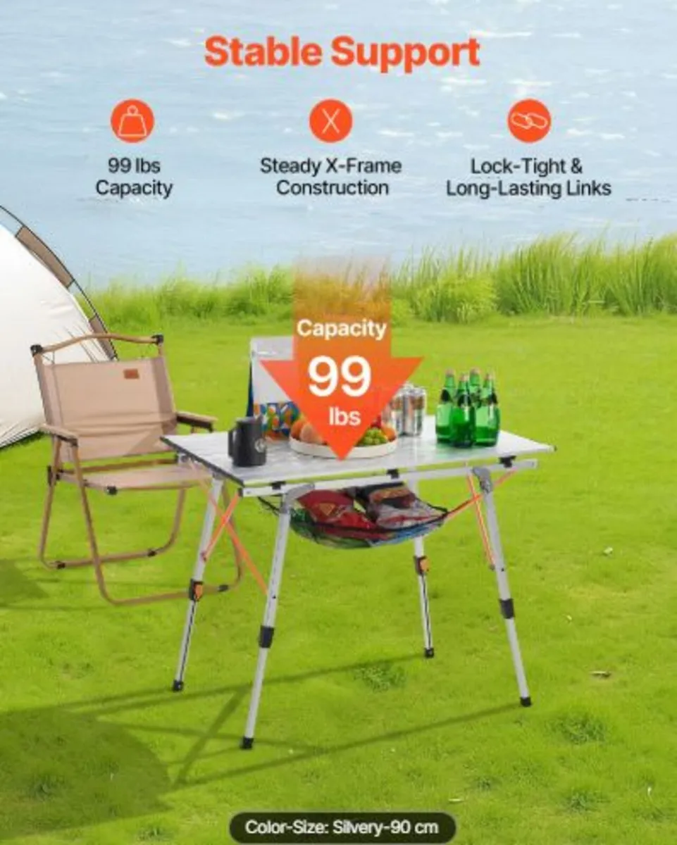 Folding Camping Table, Portable Roll Up Side Table - Image 4