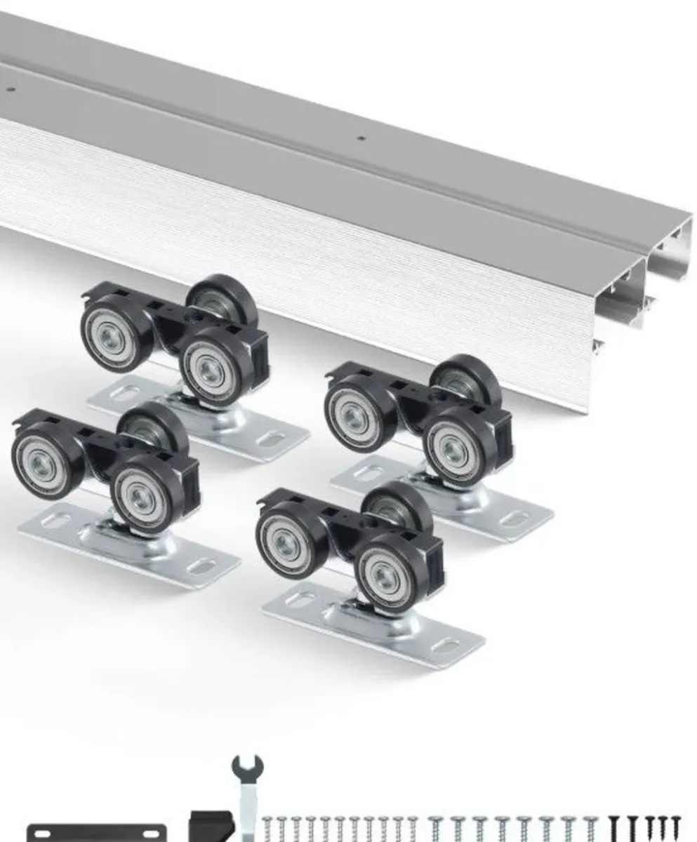 6ft Double Sliding Door Hardware Kit Aluminium Tra - Image 2
