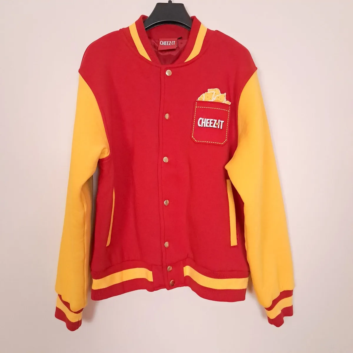 Cheez It Red Yellow Varsity Bomber Jacket M - Image 3
