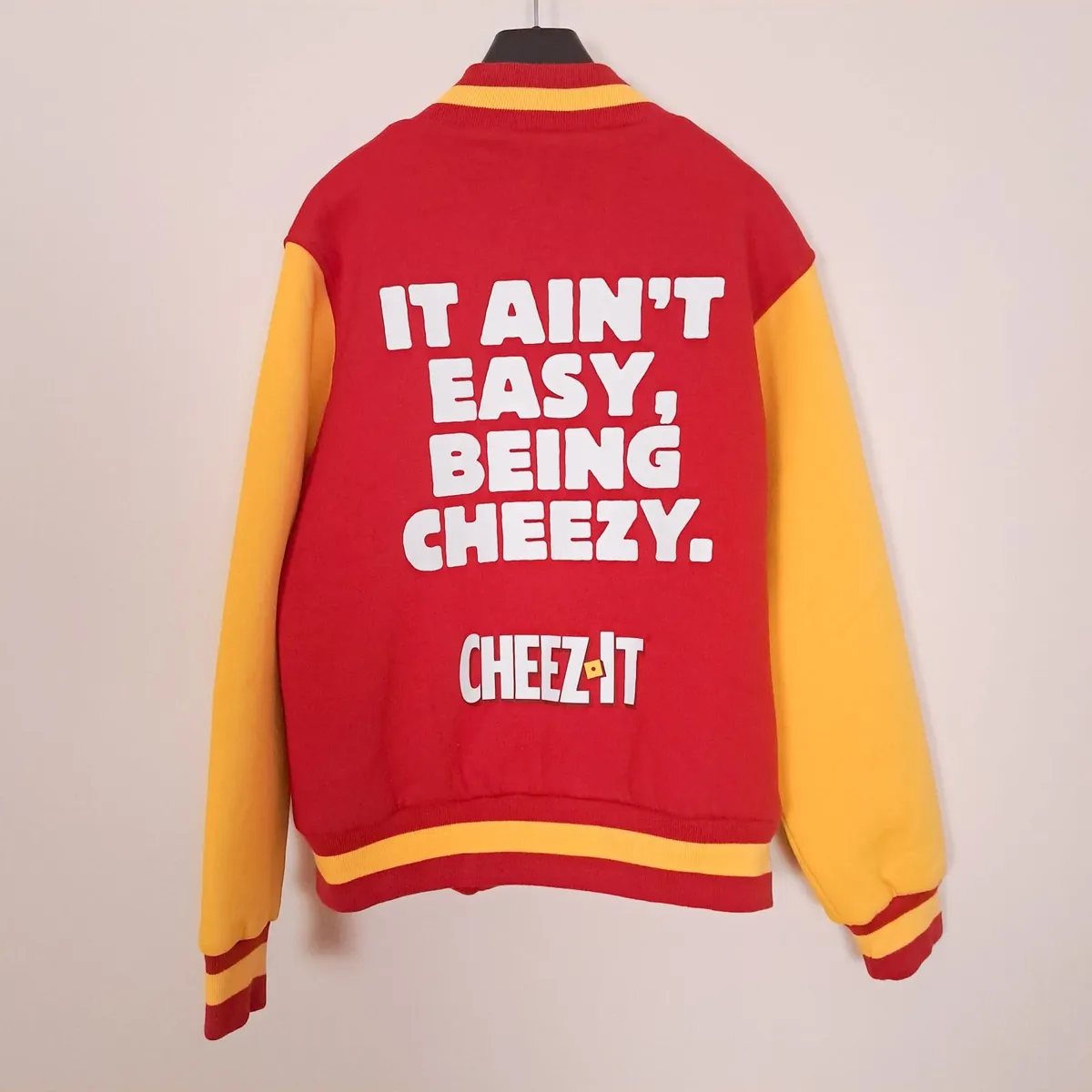Cheez It Red Yellow Varsity Bomber Jacket M - Image 4