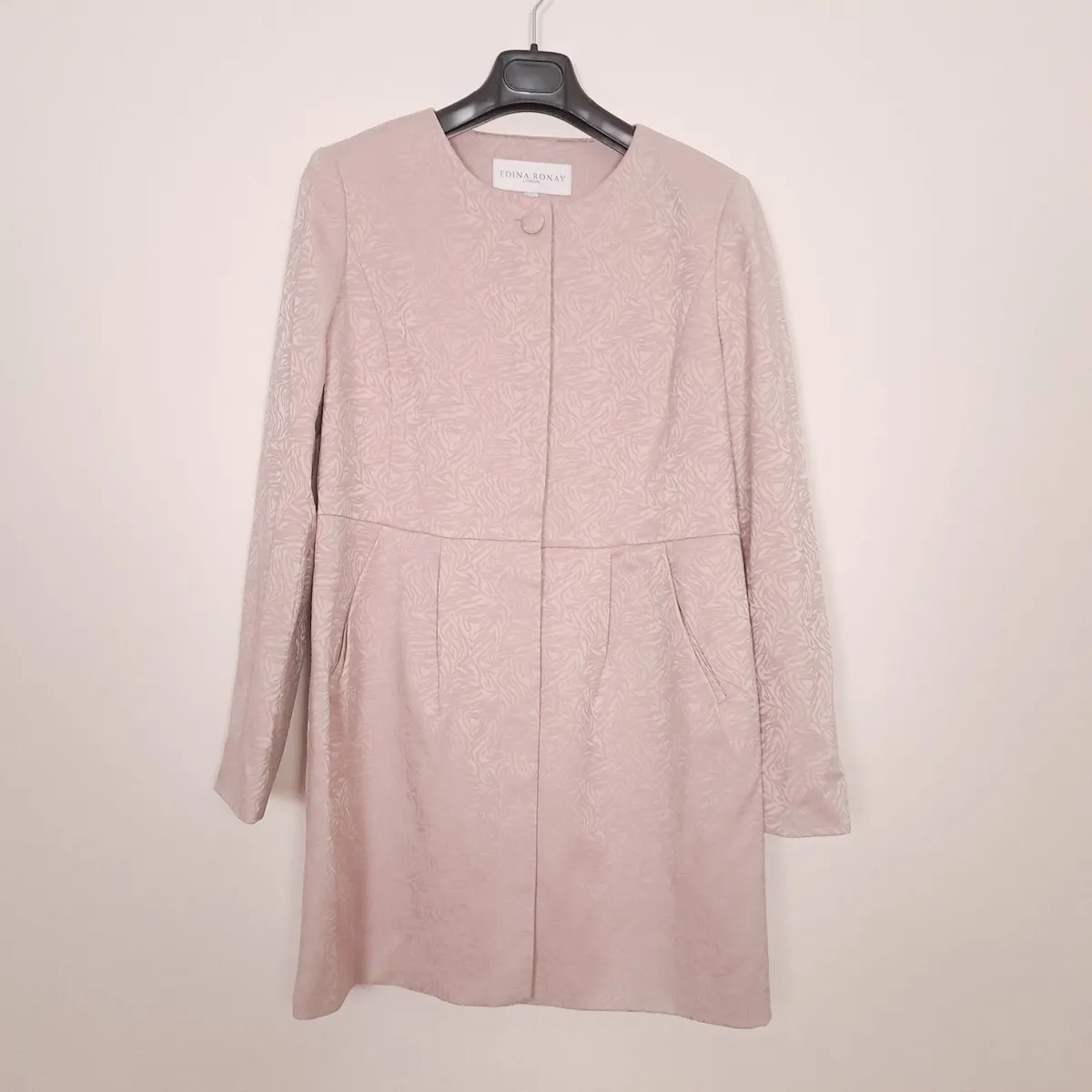 Edina Ronay Blush Pink Embossed Pattern Coat L/XL - Image 1