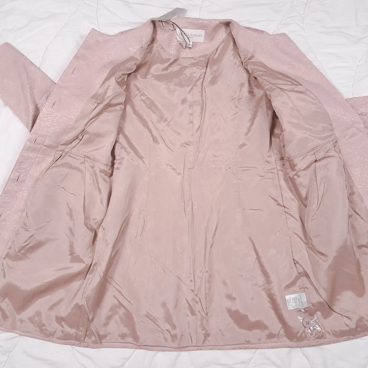 Edina Ronay Blush Pink Embossed Pattern Coat L/XL - Image 3