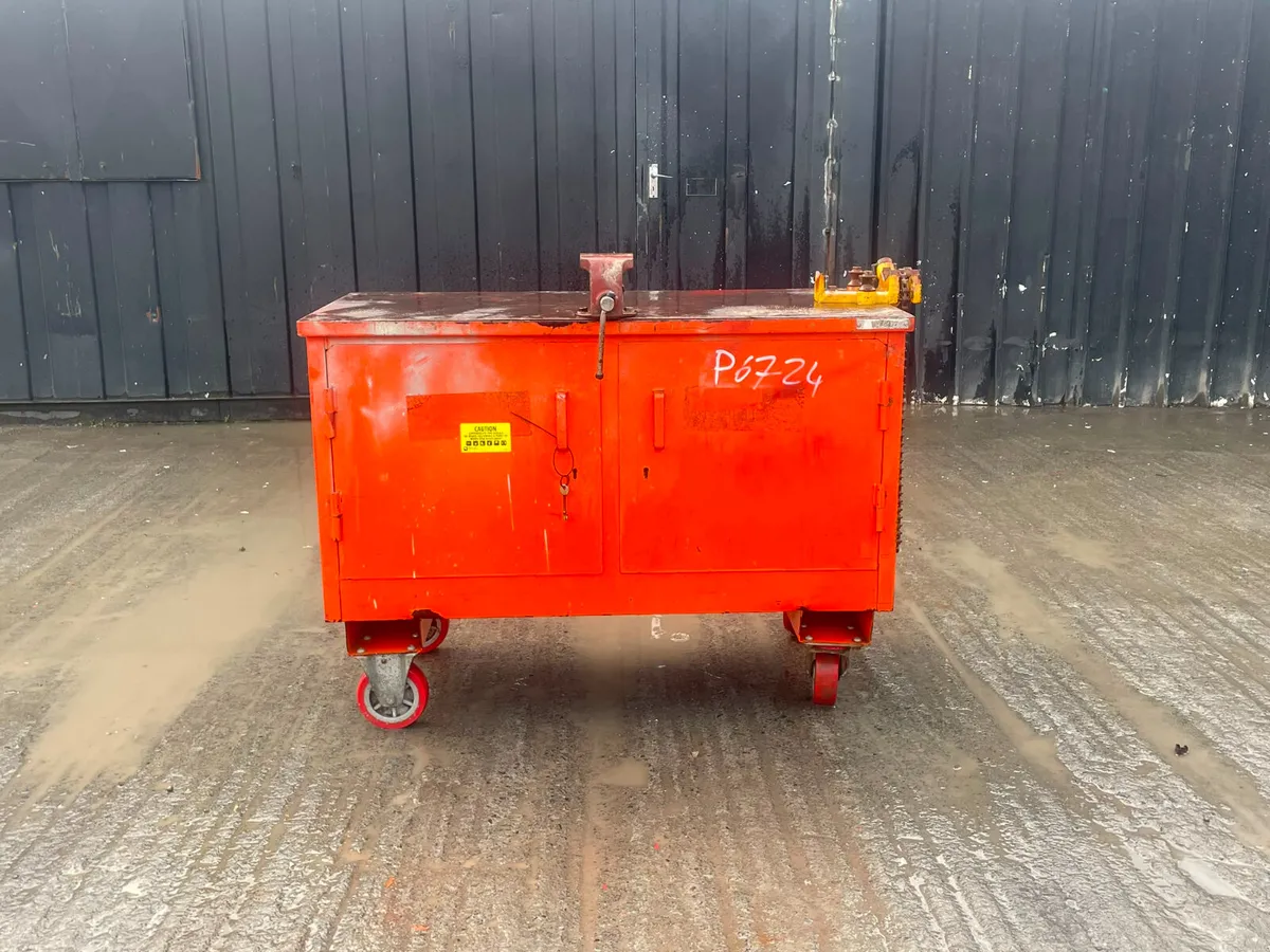 Mobile Steel Workbench with Lockable Cabinet - Image 2