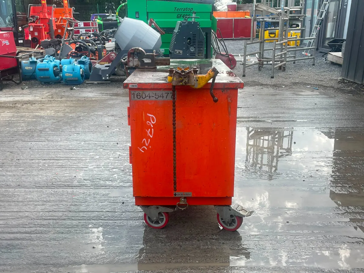 Mobile Steel Workbench with Lockable Cabinet - Image 4