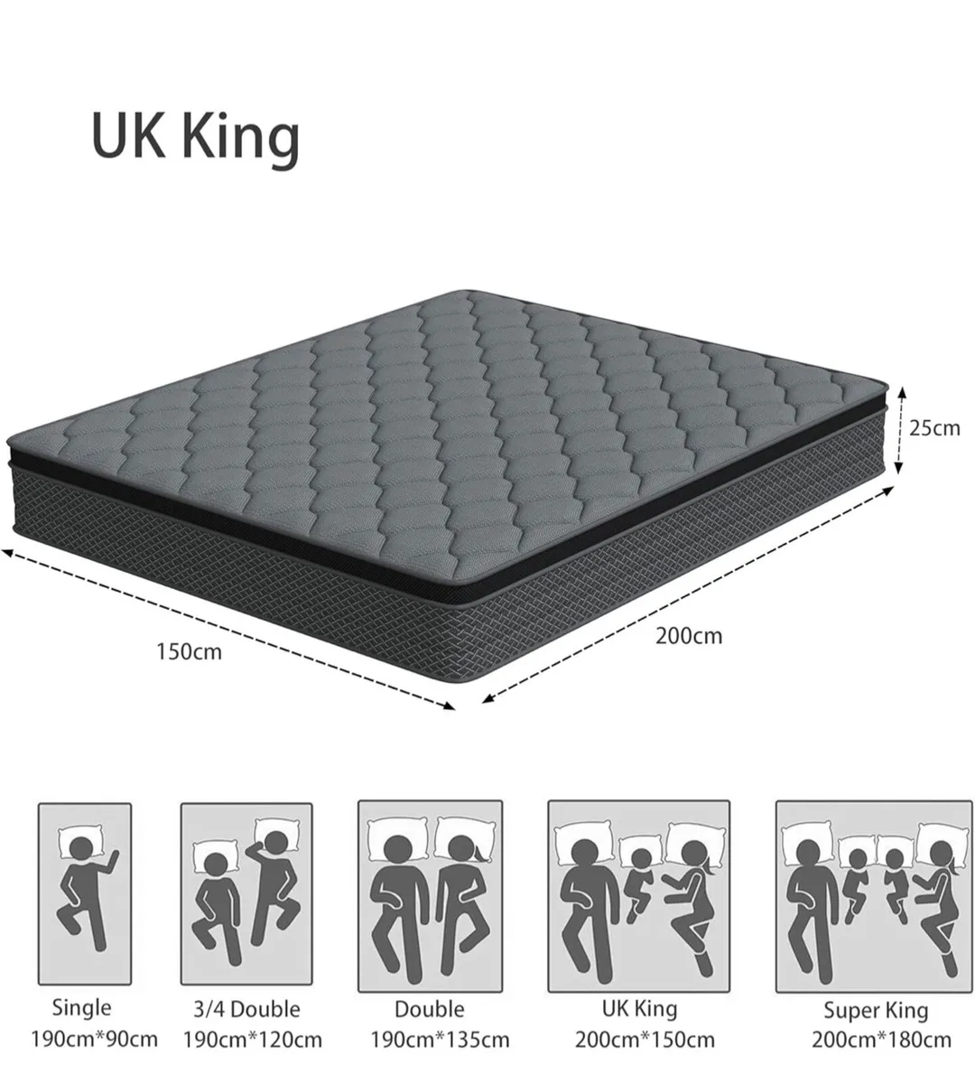 King Mattress 5FT, 10 Inch Foam and Spring Hybrid - Image 3