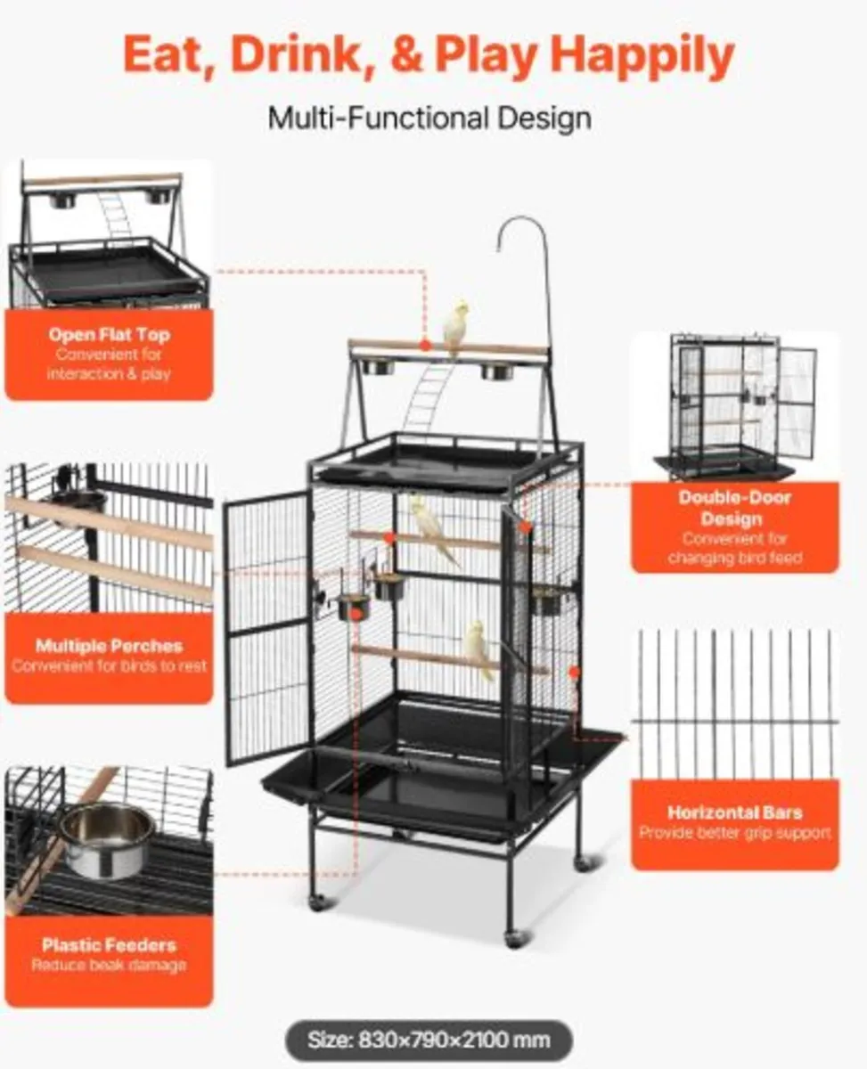 Bird Cage, 830 x 790 x 2100 mm, Open Flat Top, - Image 3