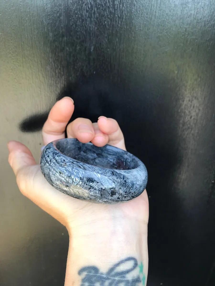 Natural fossil coral jade bangle 55mm - Image 1