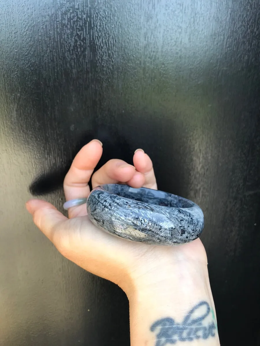 Natural fossil coral jade bangle 55mm - Image 2