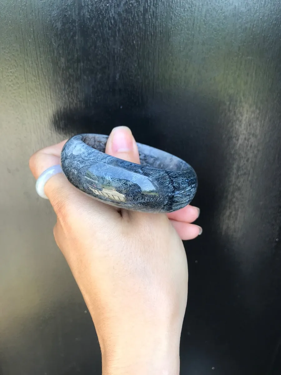 Natural fossil coral jade bangle 55mm - Image 4