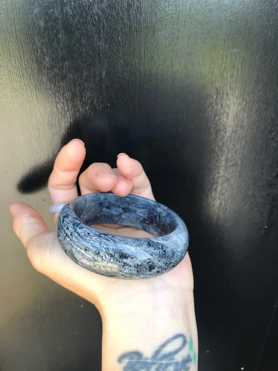 Natural fossil coral jade bangle 55mm - Image 3