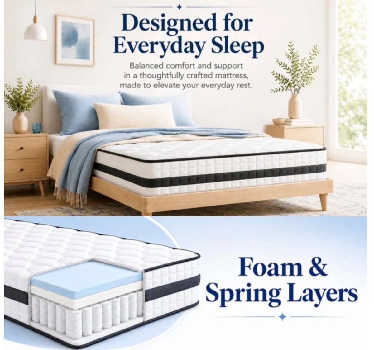 King Mattress, Hybrid Memory Foam and Spring, Zona - Image 3