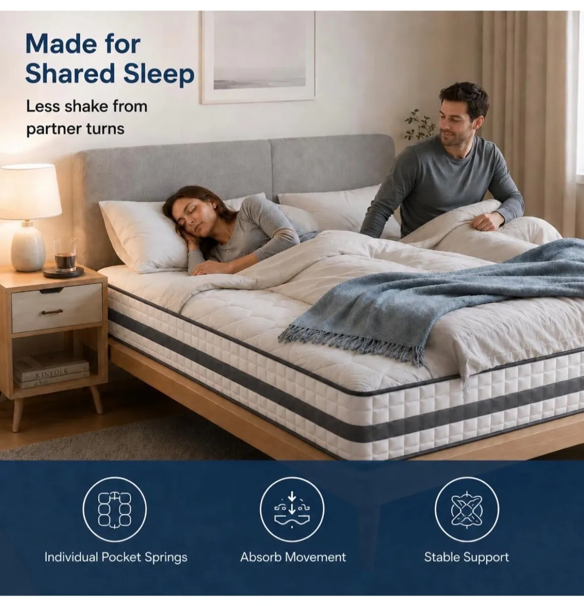 King Mattress, Hybrid Memory Foam and Spring, Zona - Image 4