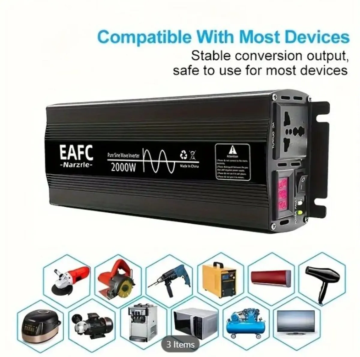 4000W Portable Car Power Inverter, Pure Sine Wave - Image 1