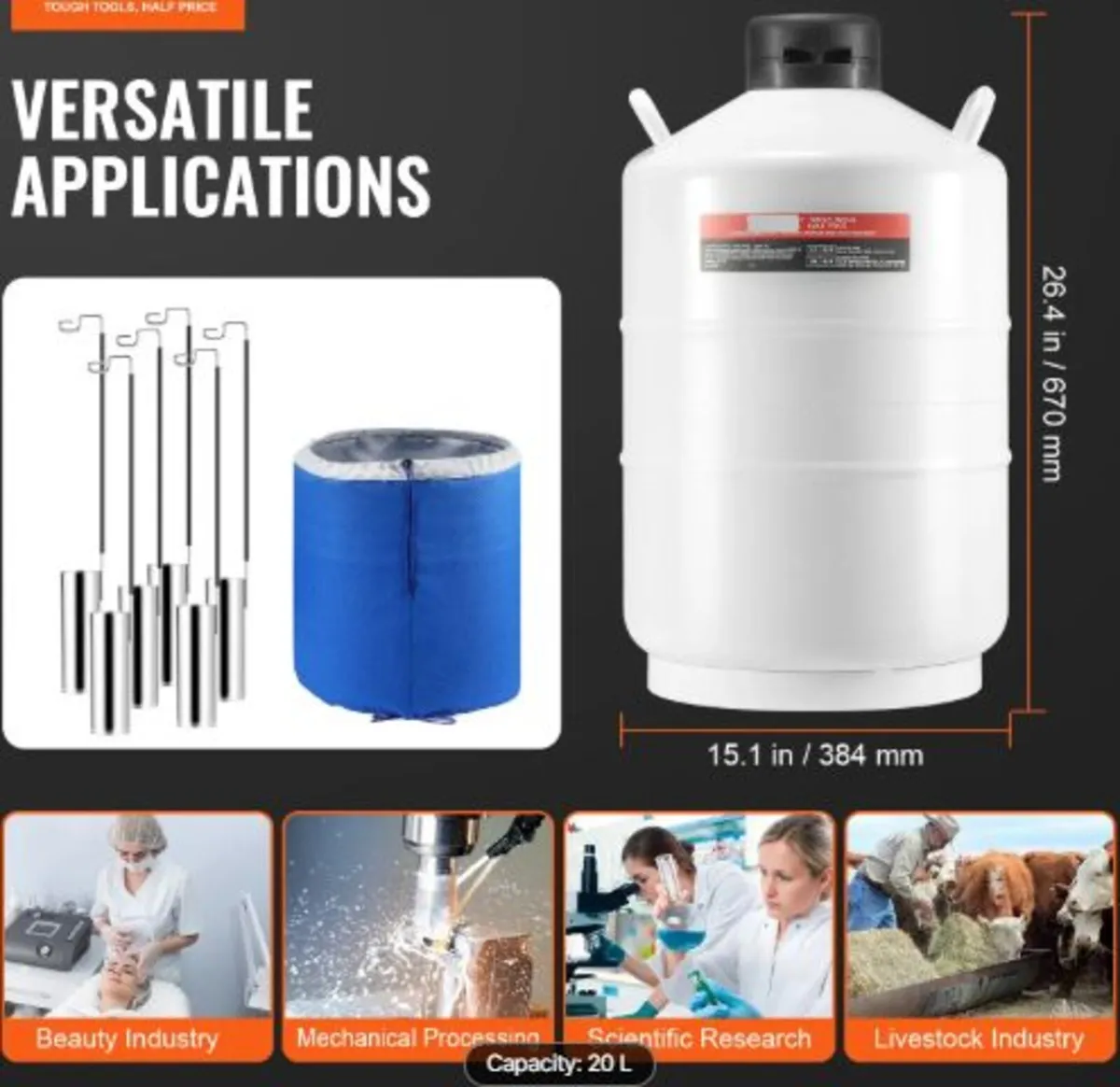 Liquid Nitrogen Tank, 20 L Aluminum Alloy Liquid - Image 4