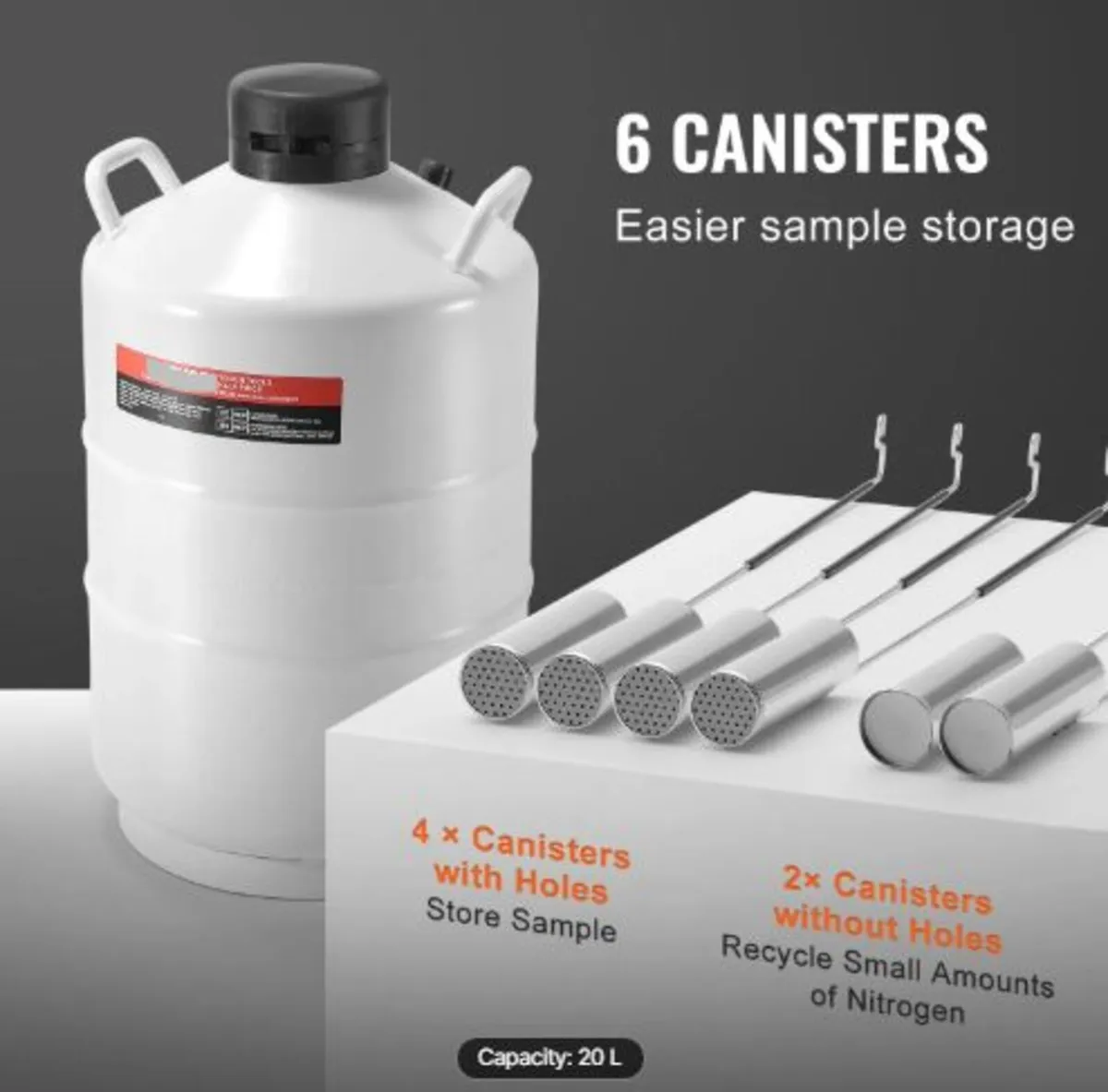 Liquid Nitrogen Tank, 20 L Aluminum Alloy Liquid - Image 2