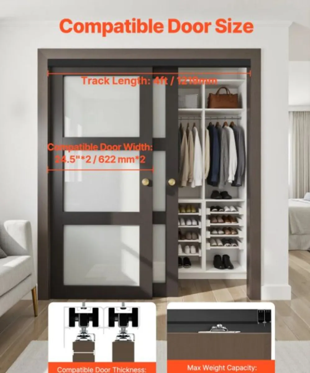4ft Sliding Door Hardware Kit Aluminium Dou - Image 4