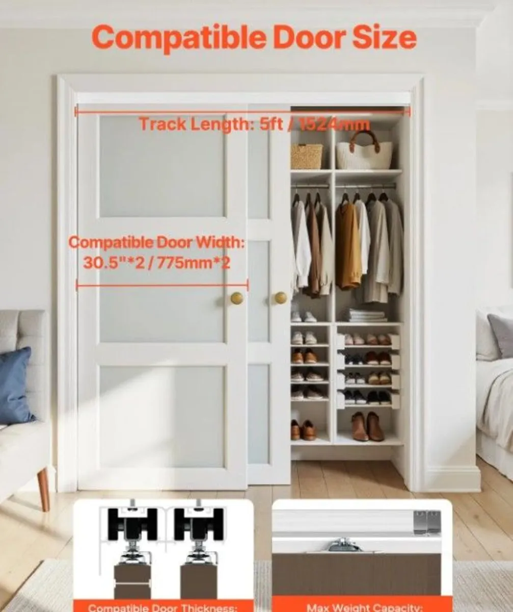 5ft Double Sliding  Door Hardware Kit Alumin - Image 4