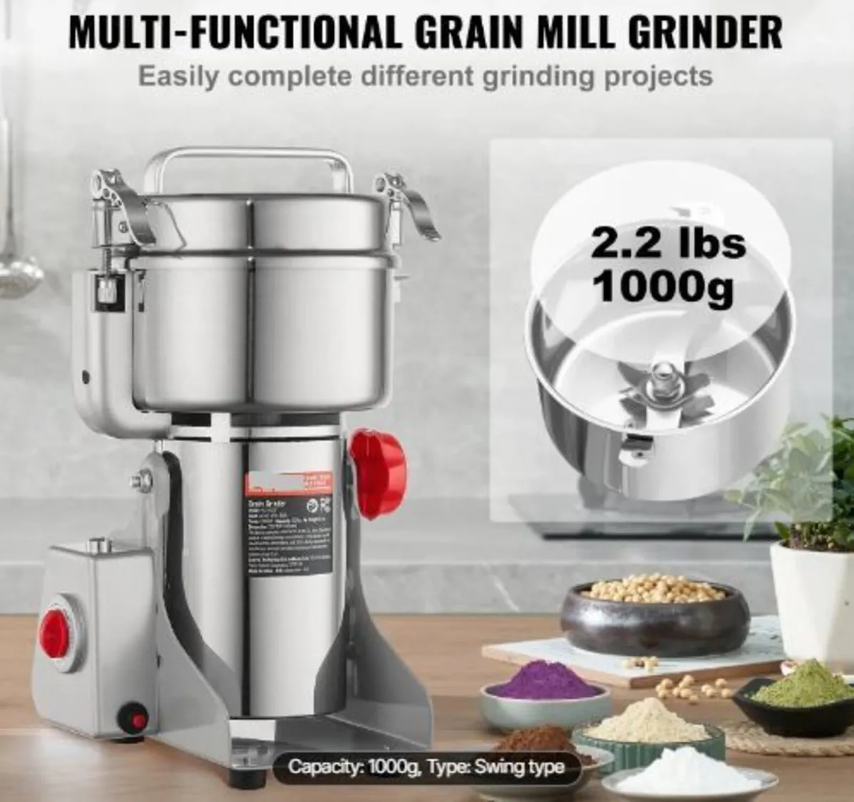 1000g Electric Grain Mill Grinder - Image 2