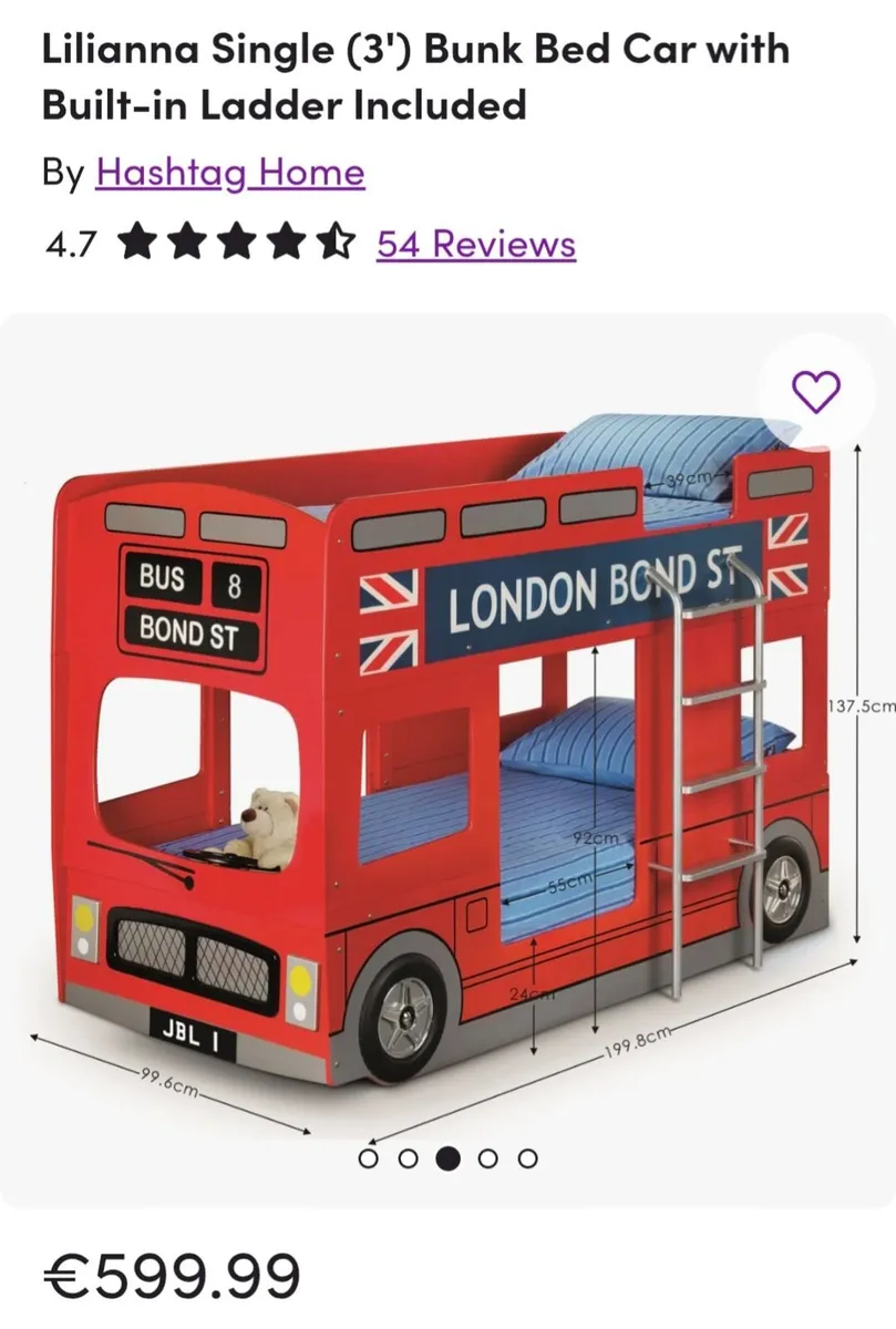 London Bus Bunk Bed (curtains and rug) - €150 - Image 2