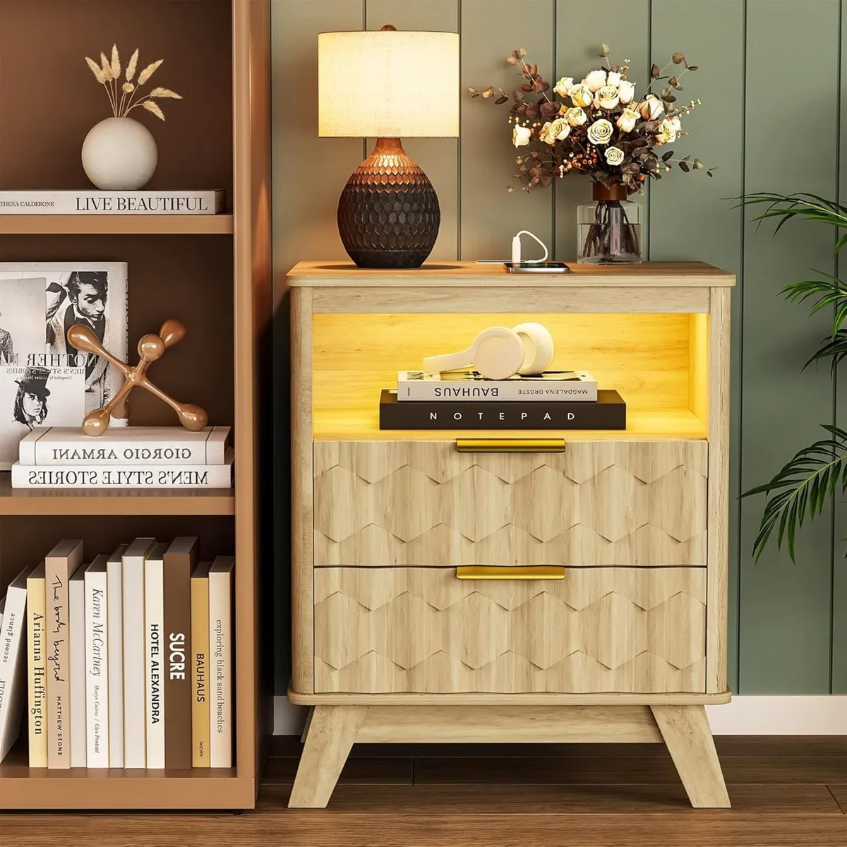 Gurexl Smart Bedside Table with Charging Station - Image 1
