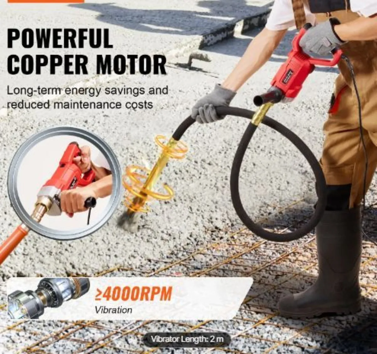 Handheld Concrete Vibrator, 960W - Image 2