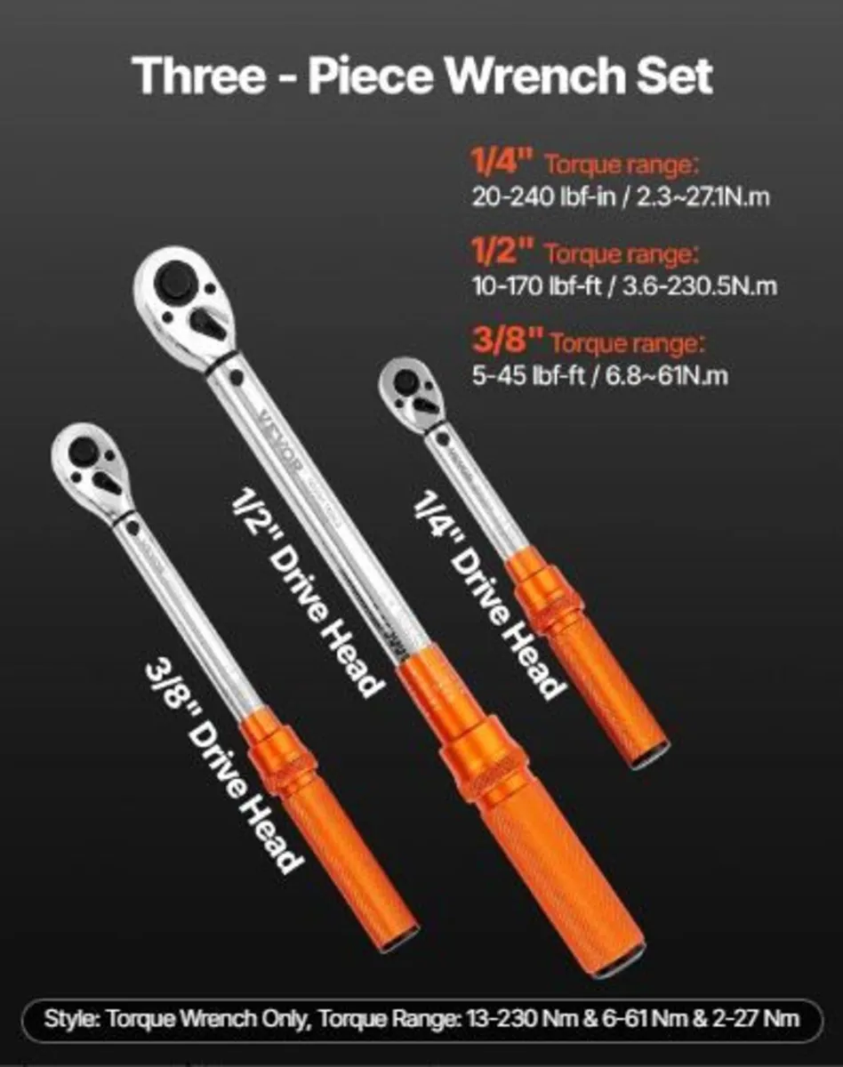 Click Torque Wrench Set, 3 Pieces - Image 1
