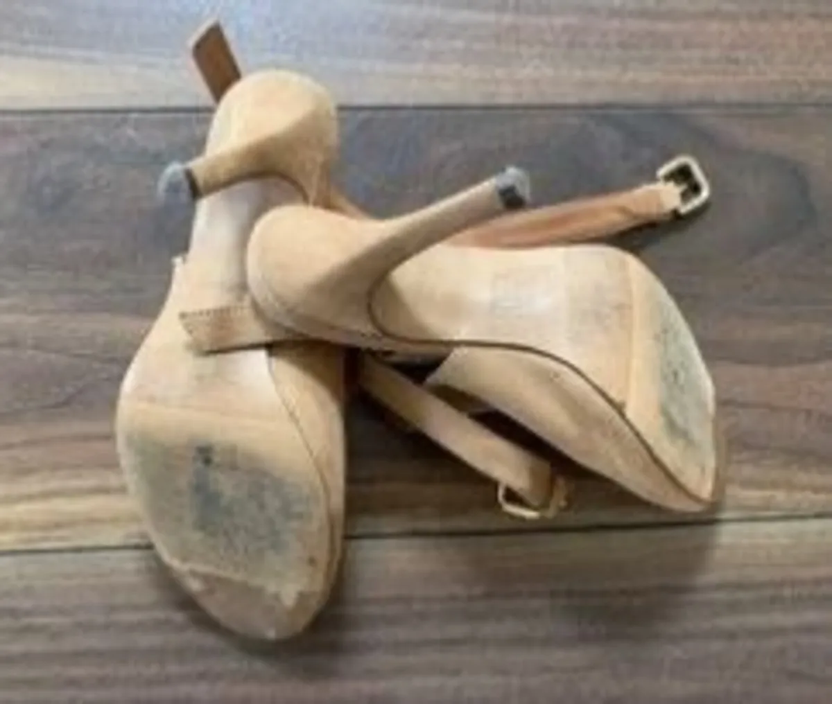 Beige suede open-toe block heel ankle boots: S4 - Image 2