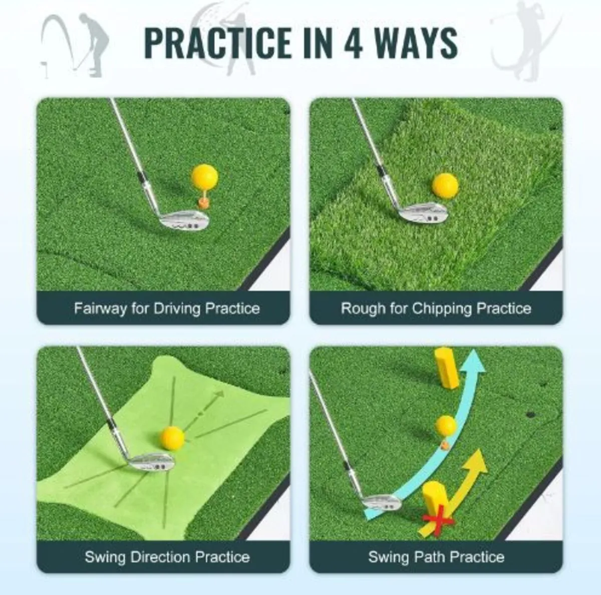 4 IN 1 Golf Hitting Mat, 5x4ft Artificial - Image 4