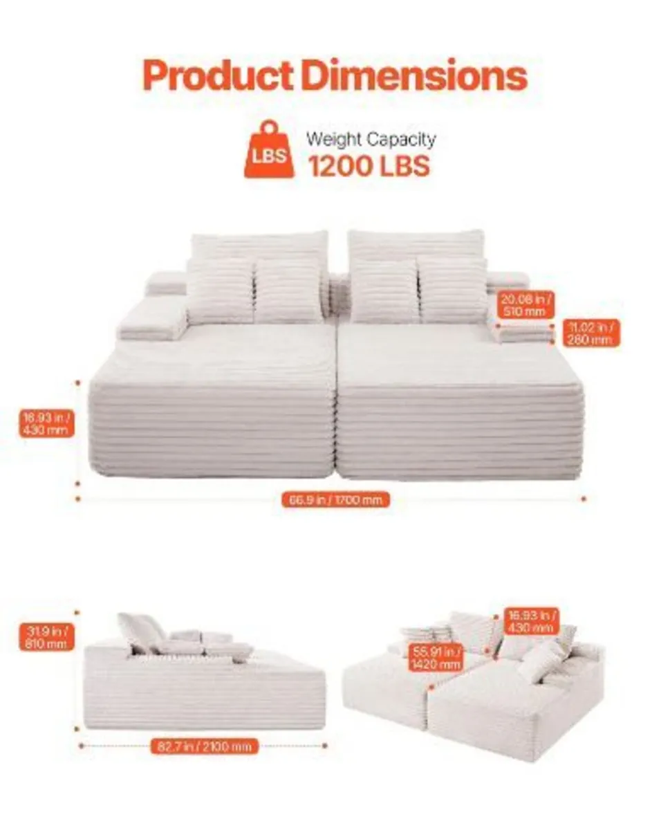 210 cm Oversized Double Chaise Lounge - Image 4