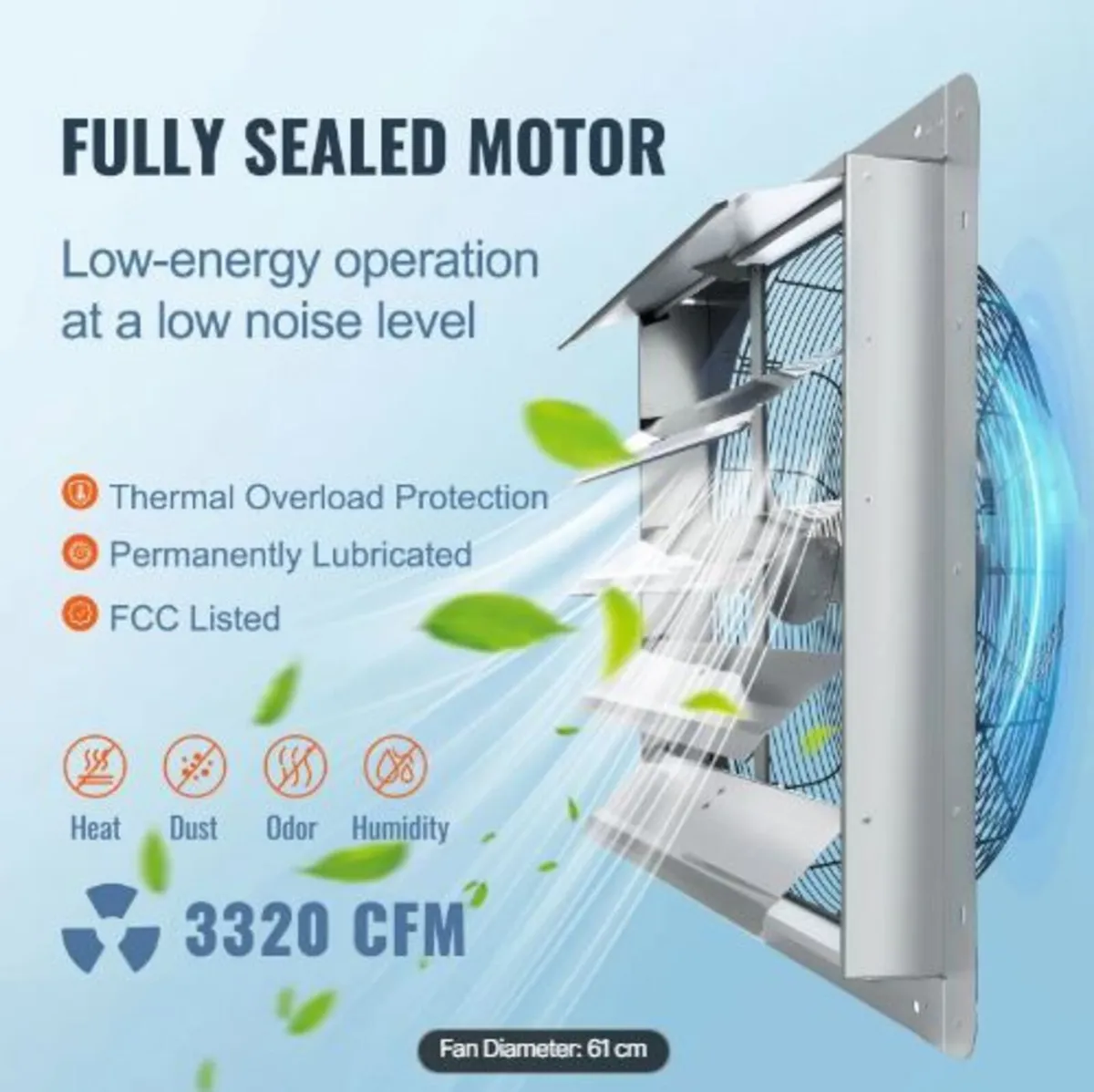 Shutter Exhaust Fan, 610 mm High-speed - Image 1