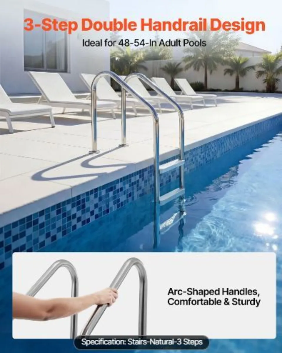 Swimming Pool Ladder, 3-Step Stairs - Image 1