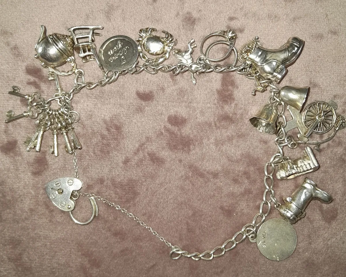 Vintage silver charm bracelet