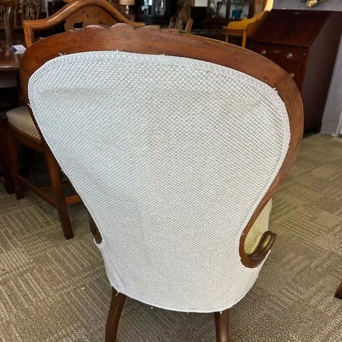 Late Victorian low occasional high back chair on c - Image 2