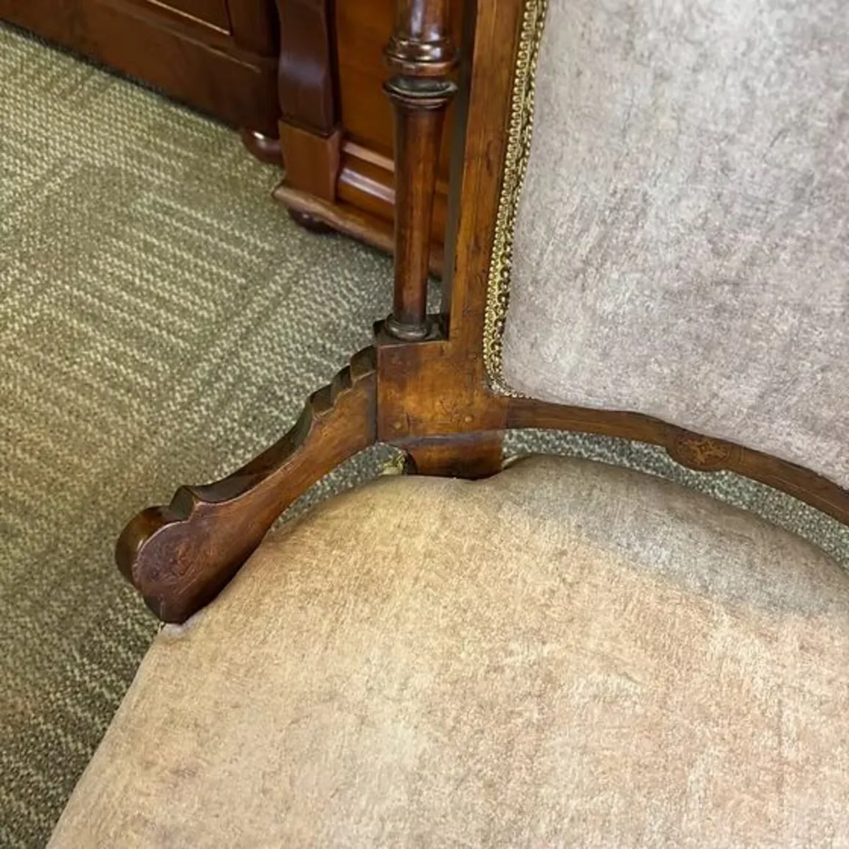 Edwardian mahogany velvet Queens occasional side c - Image 2