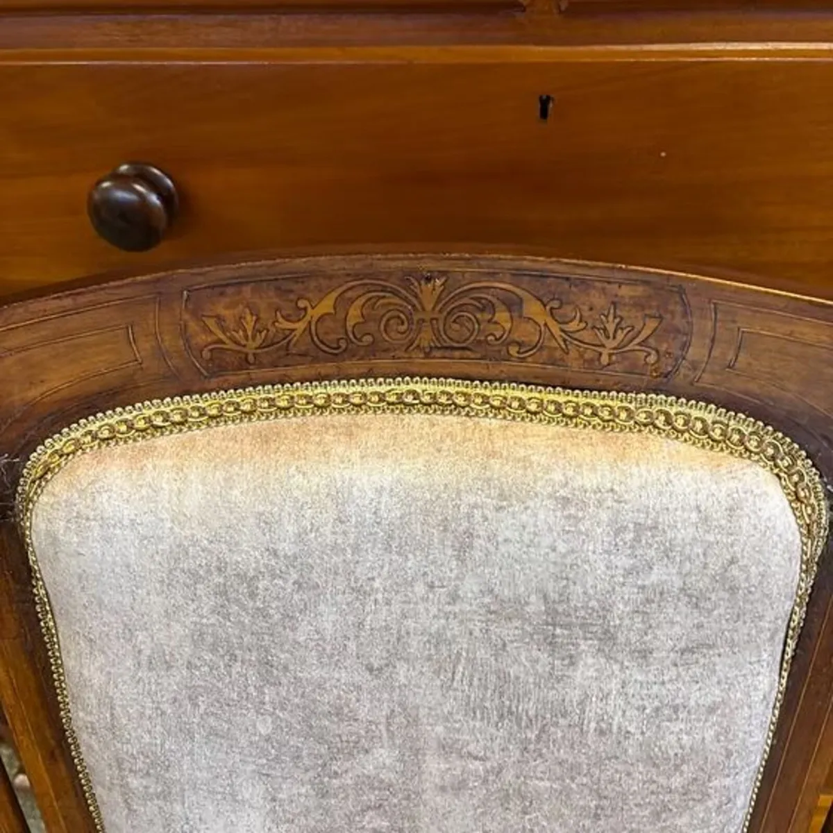 Edwardian mahogany velvet Queens occasional side c - Image 4