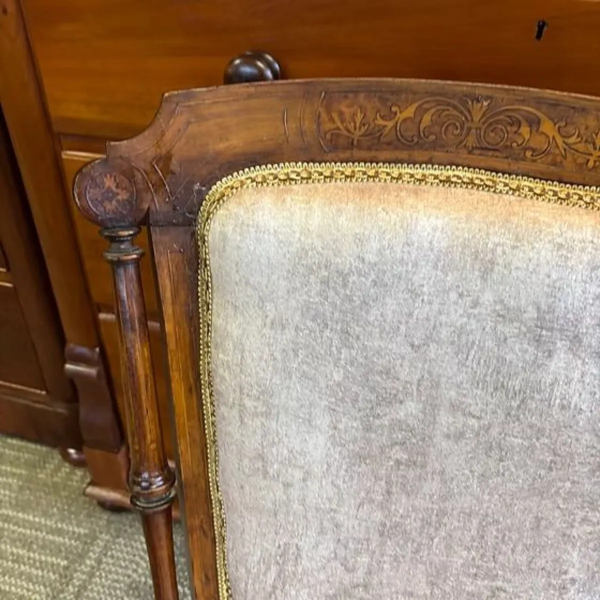 Edwardian mahogany velvet Queens occasional side c - Image 3