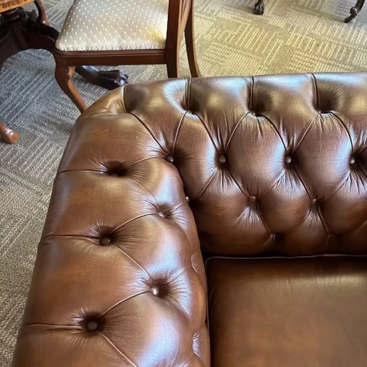 Clubman roll back Chesterfield leather arm chair - Image 3