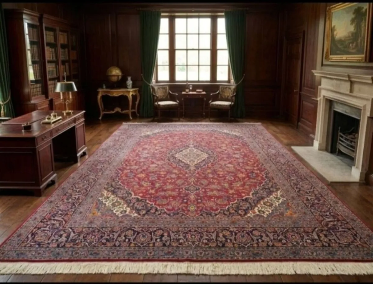 XL 13ft x 9ft Perser Kashan Knotted Rug Carpet - Image 1