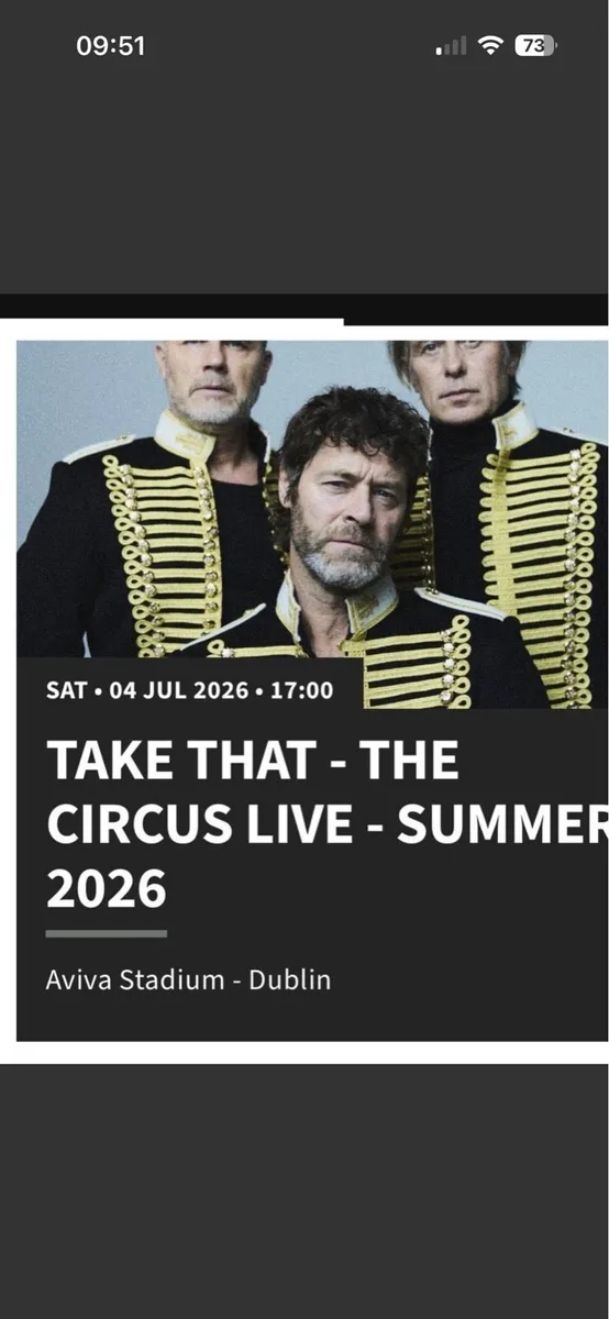 Take That tickets July 4th