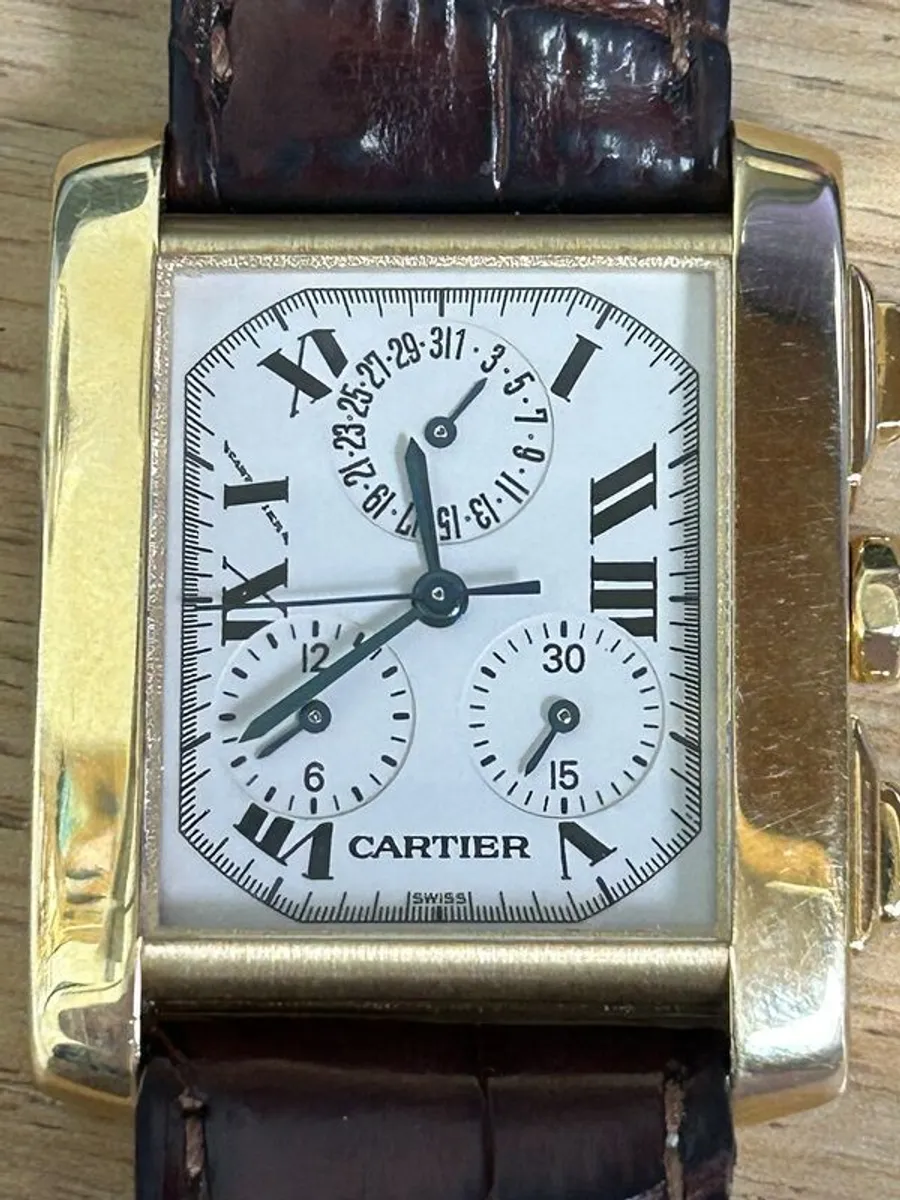 18ct Gold Mens Cartier Tank  Watch (Non-Working) - Image 1