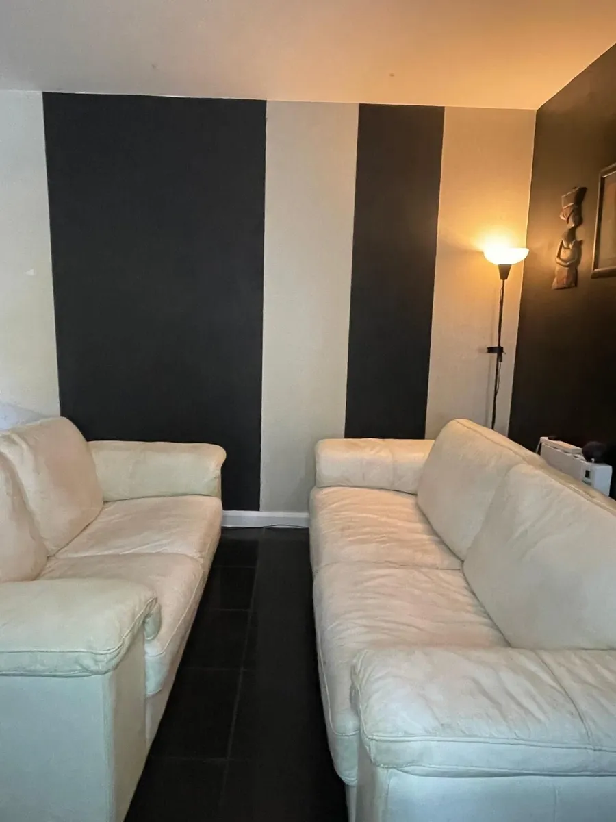✨ Cream Leather 3+2 Seater Sofa Set - Image 3