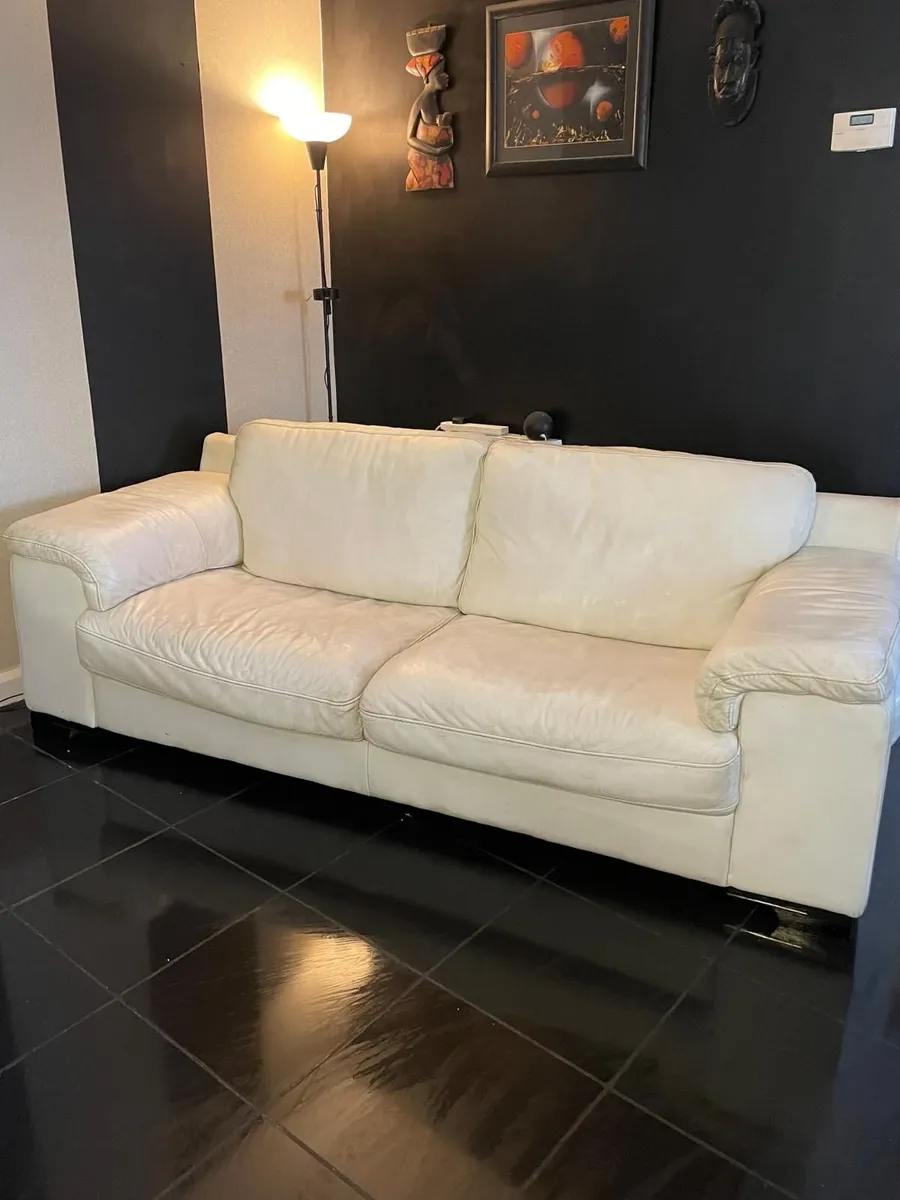 ✨ Cream Leather 3+2 Seater Sofa Set - Image 1