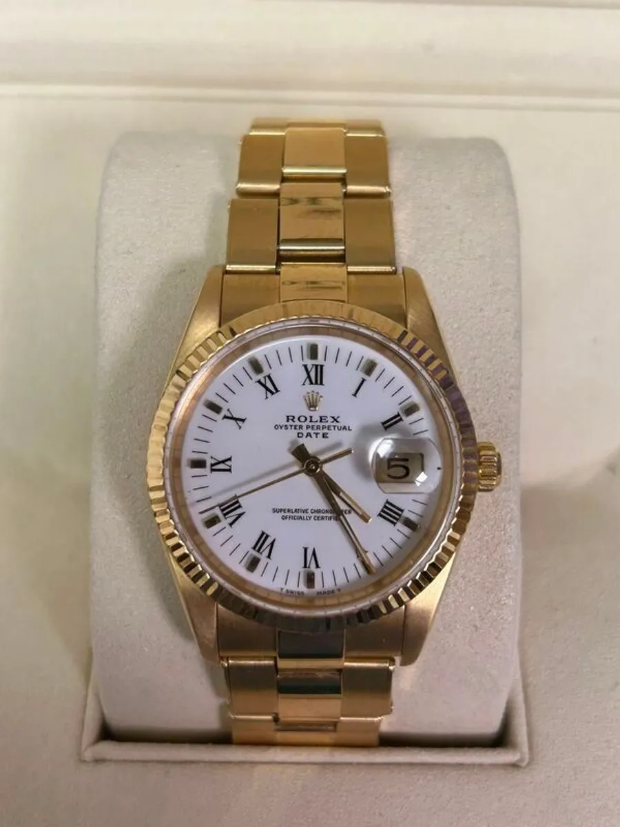 Rolex 18ct Gold Oyster Perpetual Date Watch - Image 1