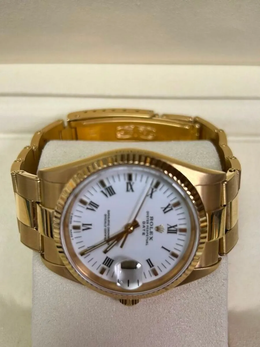 Rolex 18ct Gold Oyster Perpetual Date Watch - Image 3