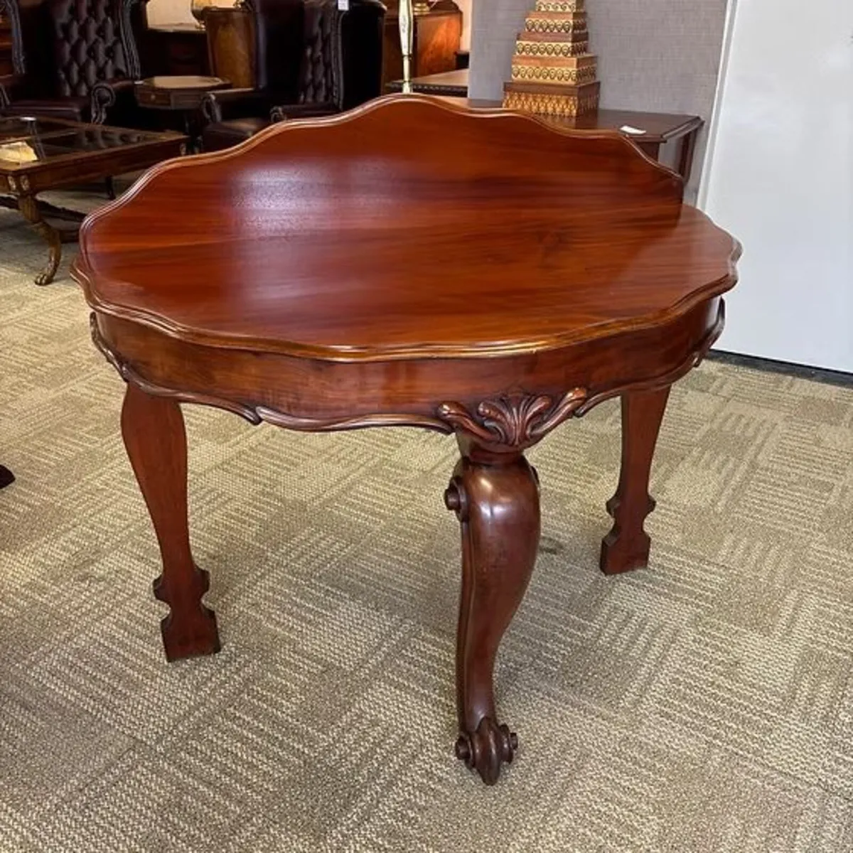 Victorian mahogany demi lune console table - Image 1