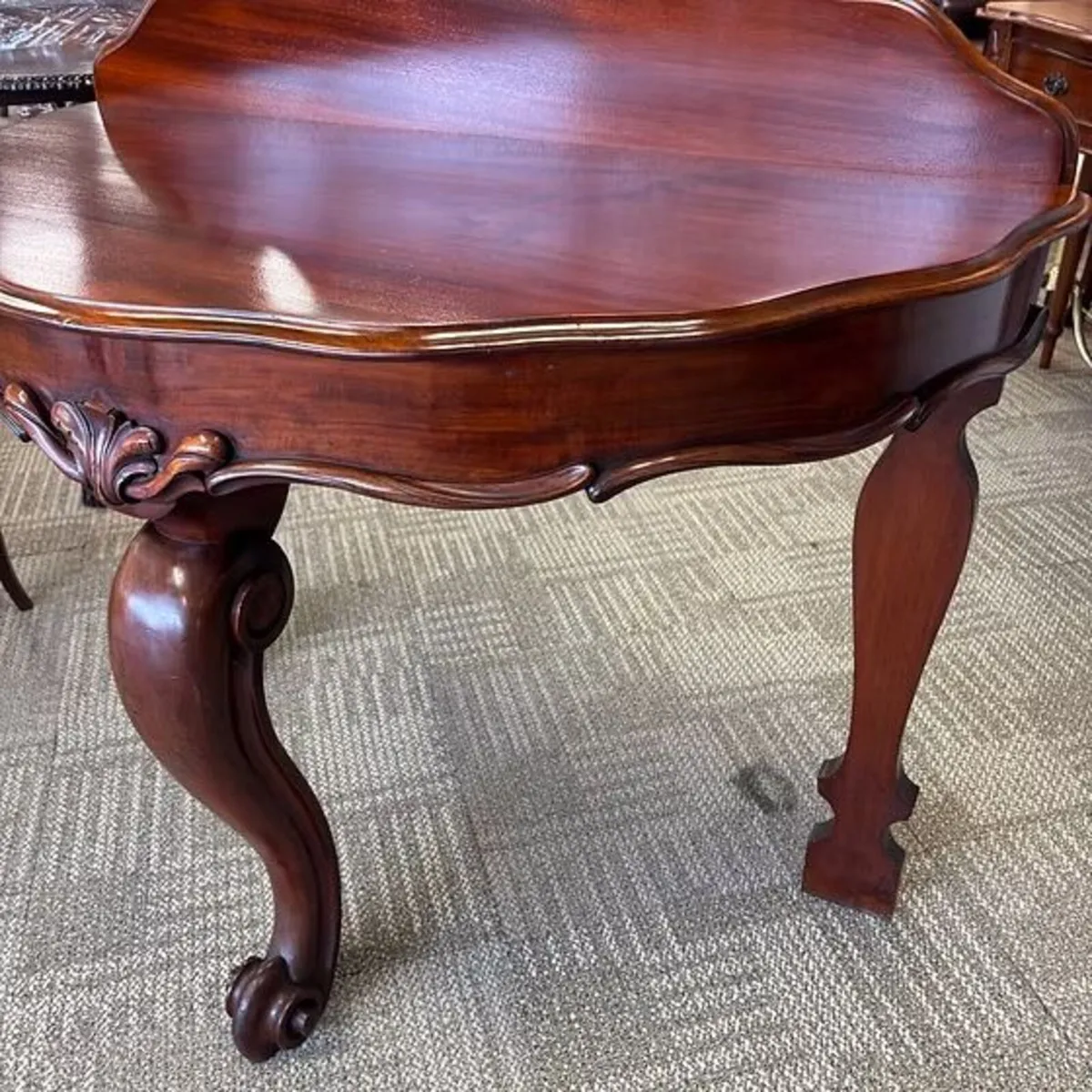 Victorian mahogany demi lune console table - Image 2